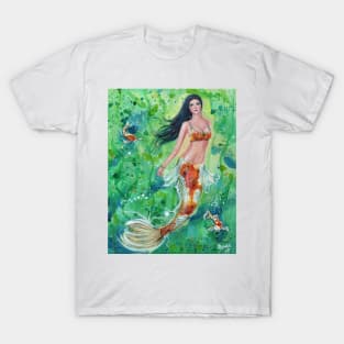 Koi mermaid garden by Renee Lavoie T-Shirt